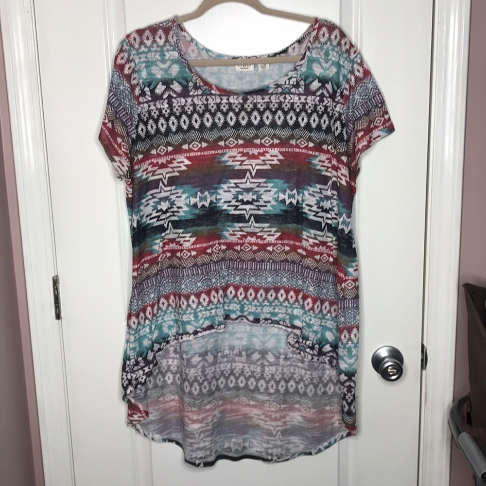 Cato Hi-lo Shirt in Tribal Print